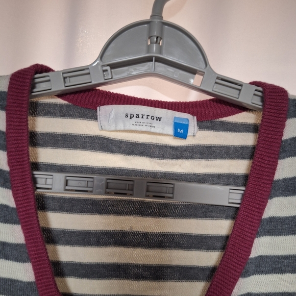 Anthropologies Sparrow Striped Gray and White Sweater. - Picture 3 of 7